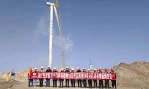 临泽平川百万千瓦级风电基地10万千瓦风电2#项目20台风机吊装任务圆满完成